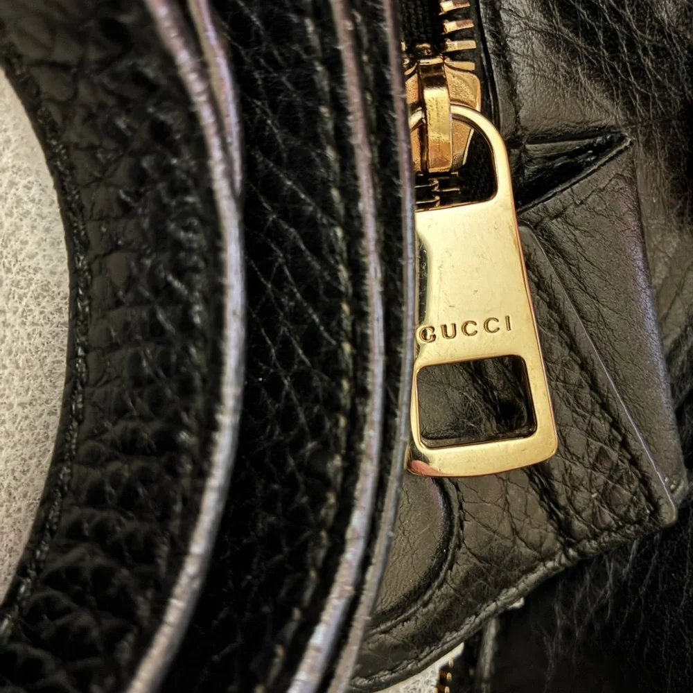 Gucci Taurillon Black Leather, Bamboo Top Handles/Shoulder Bag Tote - Picture 11 of 16